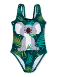 Lustiger Badeanzug für Mädchen Koala und Blätter