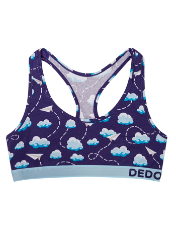 Lustige Damenbralette Papierflugzeuge und Wolken