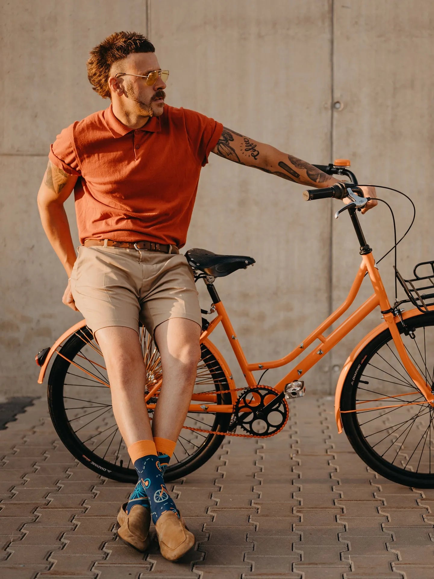 Lustige Socken Oranges Fahrrad