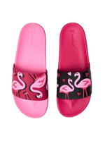 Lustige Pantoletten Flamingos und Herzen