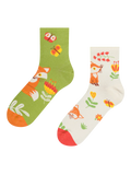 Lustige Crewsocken Fuchs und Schmetterlinge