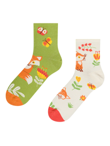 Lustige Crewsocken Fuchs und Schmetterlinge