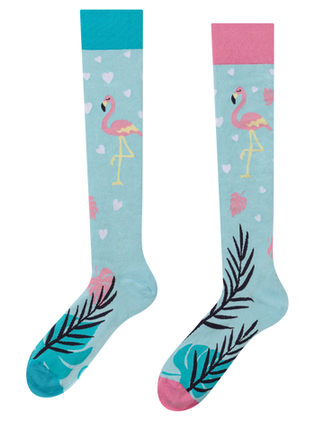 Lustige Kniestrümpfe Liebes-Flamingos