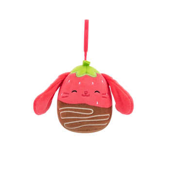 Squishmallows Clip-On Gunda der schokoladenüberzogene Erdbeerhase, 9 cm