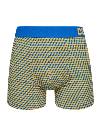 Blau-Gelb Gemusterte Boxershorts für Männer