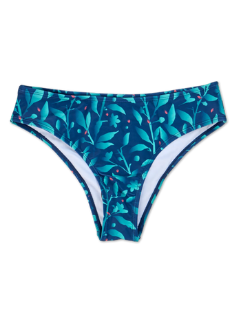 Bikinihöschen mit mittlerer Taille Türkisfarbene Blumen