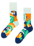 Lustige Socken Tukan und Blätter