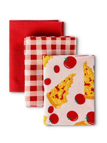 Lustige Küchentücher 3er-Pack Käsepizza