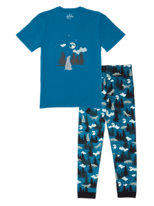 Lustiger Pyjama für Männer Wolf und Mond