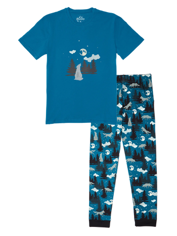 Lustiger Pyjama für Männer Wolf und Mond