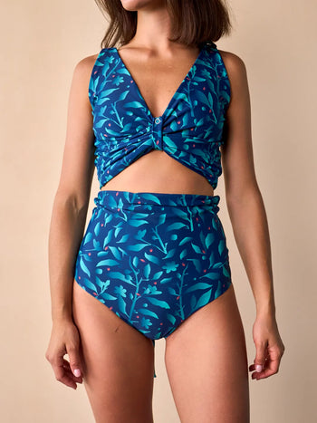 MagicMix-Bikinioberteil für Damen Türkisfarbene Blumen