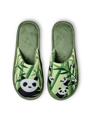 Lustige Hausschuhe Pandas und Bambus