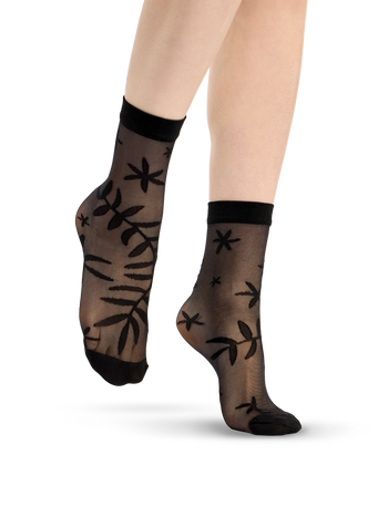 Lustige Nylonsocken Schwarze Blätter