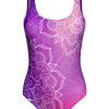 Lustiger einteiliger Badeanzug Violettes Mandala