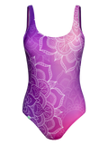 Lustiger einteiliger Badeanzug Violettes Mandala