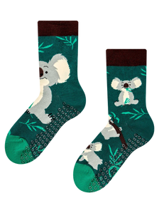 Rutschfeste Kindersocken Koala und Blätter