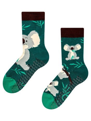 Rutschfeste Kindersocken Koala und Blätter