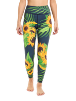 Lustige Sportleggings Sonnenblume und Blätter