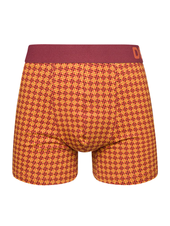 Burgunderrot-Gelb Gemusterte Boxershorts für Männer