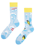 Lustige warme Socken Wintervogel
