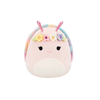 Squishmallows Silvina die rosa Schnecke mit Regenbogenmuschel und Blütenkrone, 20 cm
