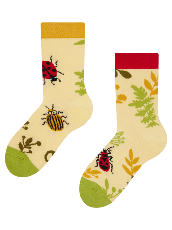 Lustige Kindersocken Käfer und Wildblumen