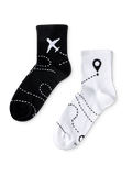 Lustige Crewsocken Flugroute