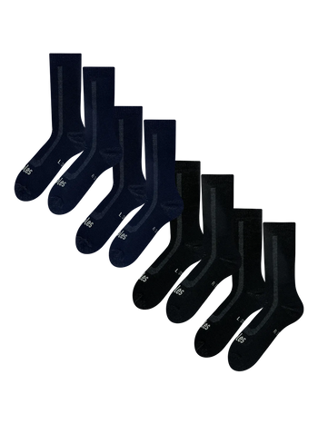 4er-Pack Merino-Frotteesocken – Schwarz & Dunkelblau
