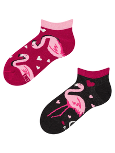 Lustige Knöchelsocken für Kinder Flamingos und Herzen