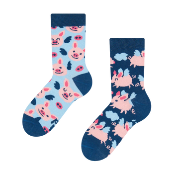 Lustige Kindersocken Fliegende Schweinchen