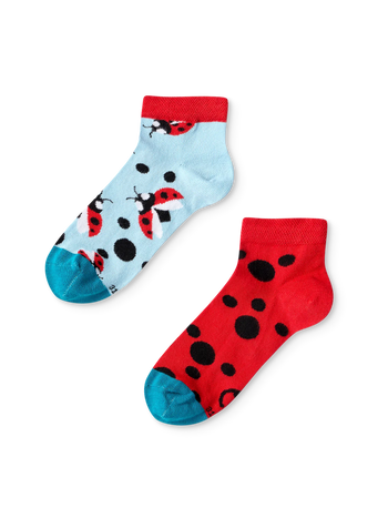 Lustige Knöchelsocken für Kinder Marienkäfer und Punkte