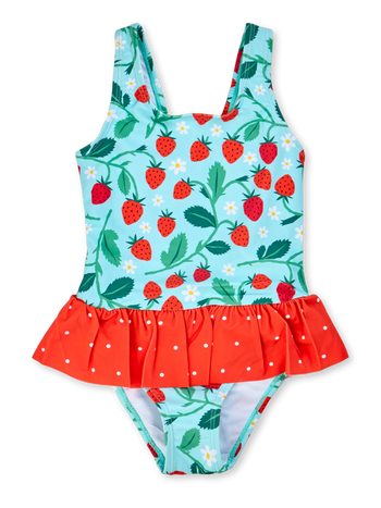 Lustiger Badeanzug für Mädchen Kleine Erdbeeren
