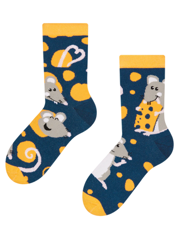 Lustige Kindersocken Maus und Käse