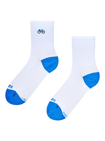 Gerippte Mid-Calf-Socken Weißer Radfahrer