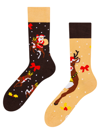 Lustige Socken Rentier & Weihnachtsmann