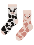 Lustige Kindersocken Kuh und Schweinchen