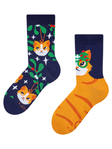 Kindersocken Weihnachtskatze