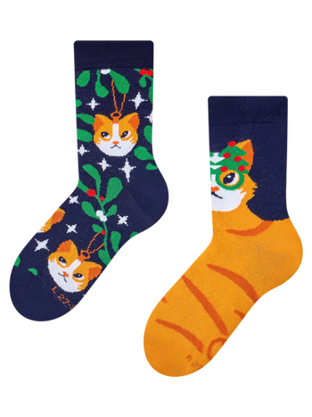 Kindersocken Weihnachtskatze