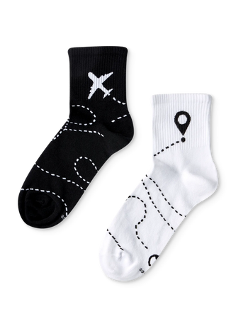 Lustige Crewsocken Flugroute