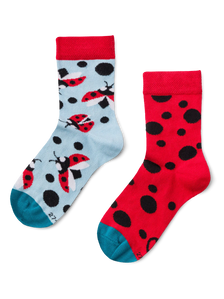 Lustige Kindersocken Marienkäfer und Punkte