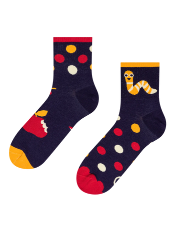Lustige Crewsocken Glücklicher Wurm