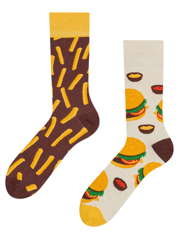 Lustige Socken Burger und Pommes Frites