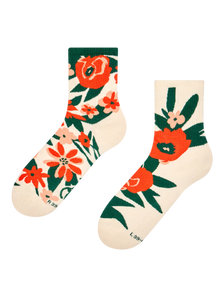 Lustige Crewsocken Mohnblumengarten