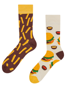 Lustige Socken Burger und Pommes Frites