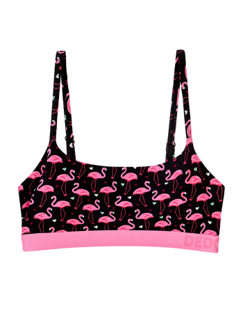 Lustige Modal-Damenbralette Flamingos und Herzen