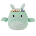 Squishmallows Tove das mintgrüne Mottenmännchen mit Blumenkrone und Wuschelbauch, 20 cm