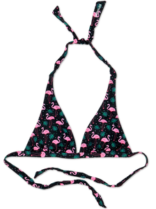 Lustiges Bikinioberteil in Triangelform Flamingos und Blätter