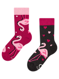 Lustige Kindersocken Herzen und Flamingos