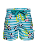 Lustige Badeshorts für Jungen Panda im Urlaub
