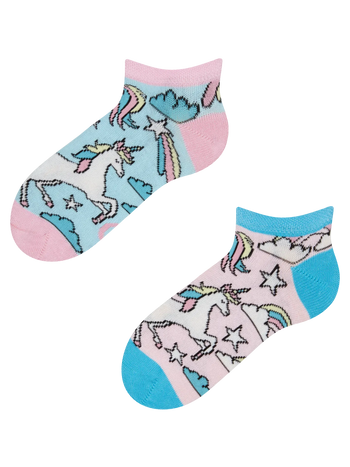 Lustige Knöchelsocken für Kinder Regenbogen-Einhorn